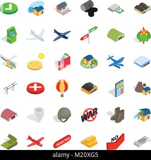 Military science icons set, isometric style Stock Vector
