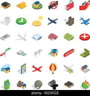 Military affairs icons set, isometric style Stock Vector