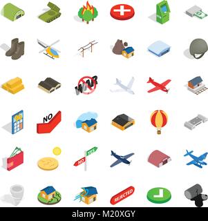 Military sphere icons set, isometric style Stock Vector