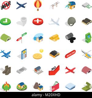 Military field icons set, isometric style Stock Vector