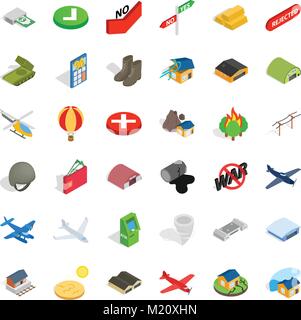 Military force icons set, isometric style Stock Vector