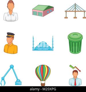 Biggest city icons set, cartoon style Stock Vector