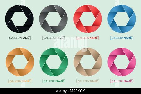 Camera Shutter Logo Set Stock Vector