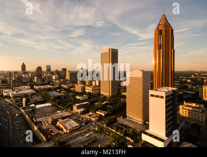 A view of the urban sprawl of buildings in the vast Atlanta, Georgia skyline North America Stock Photo