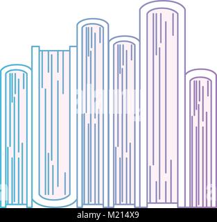 book stacked in bottom view in degraded blue to purple color contour Stock Vector