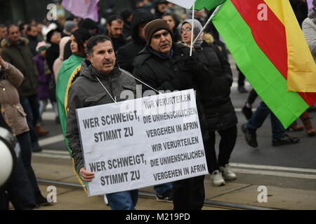 Thousands rally in solidarity with Afrin in Vienna, Austria Stock Photo