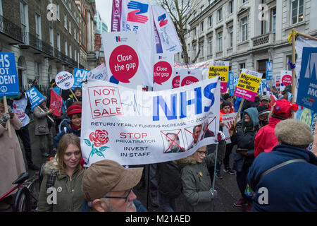 London, UK. 3rd February 2018. NHS in Crisis: Fix It Now! Day of protest, march and rally. Organised by The Peoples Assembly and Heath Campaigns Together. Credit: Steve Bell/Alamy Live News. Stock Photo