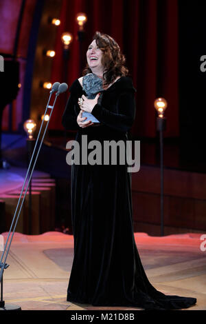 Actress Adelfa Calvo during the 32th annual Goya Film Awards in Madrid, on Saturday 3rd February, 2018. pictured: Goya actriz reparto ' El autor ' Credit: Gtres Información más Comuniación on line, S.L./Alamy Live News Stock Photo