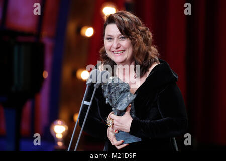 Actress Adelfa Calvo during the 32th annual Goya Film Awards in Madrid, on Saturday 3rd February, 2018. pictured: Goya actriz reparto ' El autor ' Credit: Gtres Información más Comuniación on line, S.L./Alamy Live News Stock Photo