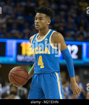 Westwood, CA. 3rd Feb, 2018. USC Trojans guard Derryck Thornton (5 ...