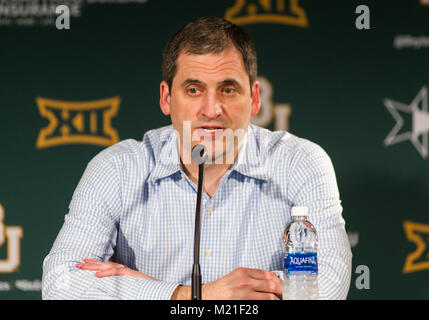 Waco, Texas, USA. 3rd Feb, 2018. Iowa State Cyclones head coach STEVE PROHM during the post game interview at the NCAA Basketball game between the Iowa State Cyclones and Baylor Bears at the Ferrell Center in Waco, Texas. Matthew Lynch/CSM/Alamy Live News Credit: Cal Sport Media/Alamy Live News Stock Photo