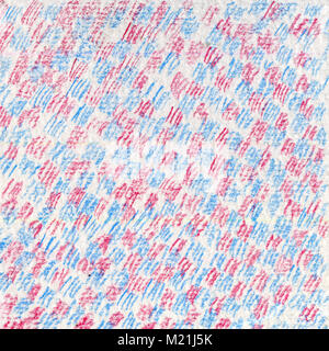 Blue-red  texture. Oblique colored pencil strokes. Drawing by hand.  Background for a web page, abstraction, fabric pattern. Stock Photo