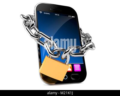 SIM lock concept isolated on white background Stock Photo