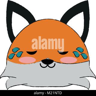 Cute fox crying cartoon Stock Vector