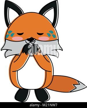 Cute fox crying cartoon Stock Vector