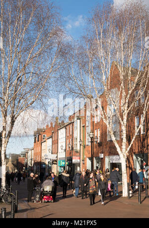 People walking down Scotch Street, Carlisle city centre, Cumbria, England, UK Stock Photo