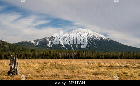 Mount Bachelor and Sparks Meadow in central Oregon Stock Photo