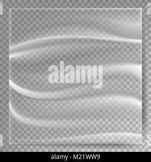 Transparent Polyethylene Vector. Plastic Wrap Texture. Stretched Polyethylene Cover. Isolated On Transparent Background Illustration Stock Vector
