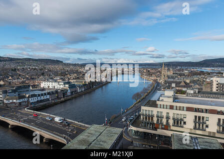The view from the roof of Inverness Castle on a cold winter's day. Stock Photo