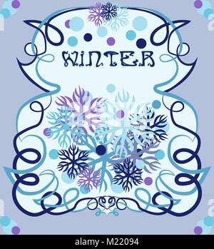 Winter card in art nouveau style, vector illustration Stock Vector