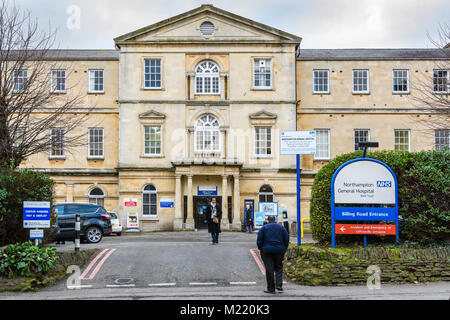 The Billing road entrance to Northampton General Hospital, a NHS provision in the town of Northampton, northamptonshire, England. Stock Photo