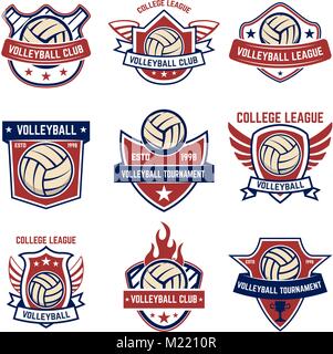 Volleyball emblems on white background. Design element for logo, label ...