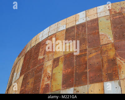 SEOUL, SOUTH KOREA - SEPTEMBER 22, 2017: Part of rustic oil tank in Oil Tank Culture Park, Mapo-gu, was strictly prohibited from public access for 41  Stock Photo