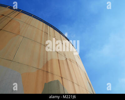 SEOUL, SOUTH KOREA - SEPTEMBER 22, 2017: Part of rustic oil tank in Oil Tank Culture Park, Mapo-gu, was strictly prohibited from public access for 41  Stock Photo