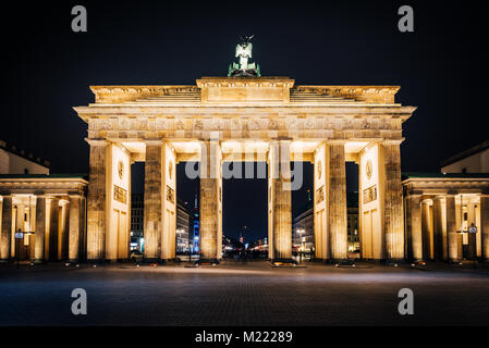 The Brandenburg Gate at night. Front view Stock Photo