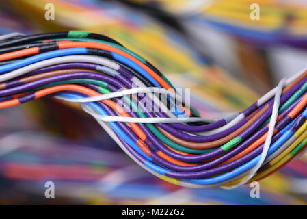 Bundle Electrical Colorful Cables and Wires Stock Photo