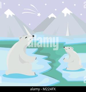 International Polar Bear Day poster. Illustration of cute Polar Bears Stock Vector