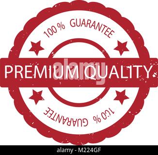 Premium quality 100 guarantee rubber stamp vector. Illustration of label seal stamp guarantee good product Stock Vector