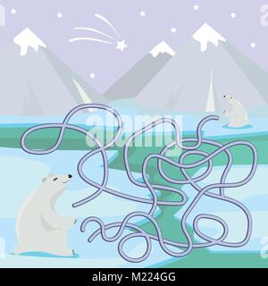 Maze game for children with polar bears Stock Vector