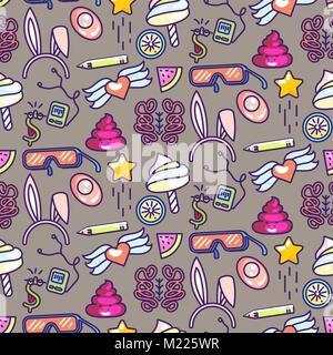 Doodles vector icons seamless pattern. Stock Vector