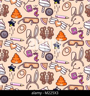 Cute doodles vector pink seamless pattern. Stock Vector