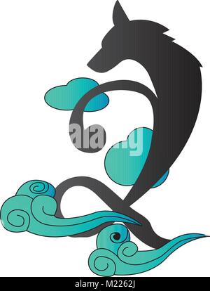 Abstract dog shape on clouds Stock Vector