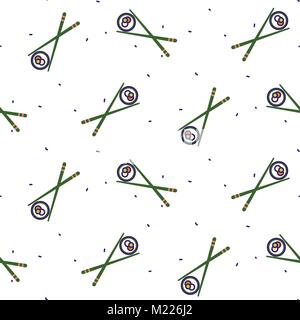 Sushi roll and chopsticks seamless vector pattern. Stock Vector