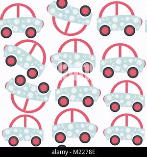 Abstract car child seamless pattern. It is located in swatch menu, vector image Stock Vector