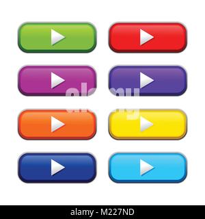 Various Colored Rounded Box Web Buttons Vector Graphic Design Stock Vector