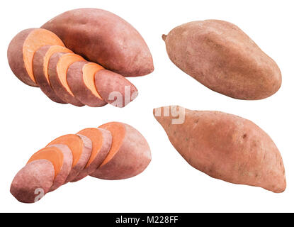 Sweet pink potato isolated on white background  with clipping path Stock Photo