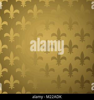 Royal flower fleur gold gradient seamless vector pattern. Stock Vector