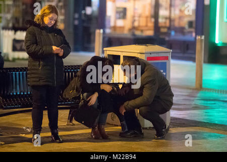 Revellers in Cardiff, South Wales, at the end of dry January - dry January is a month where people do not drink. Stock Photo