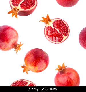 Seamless pattern of pomegranates isolated on white background Stock Photo