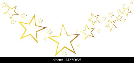 Abstract falling star vector. Illustration with golden christmas stars on white background Stock Vector