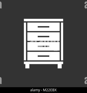 Cupboard icon on black background. Modern flat pictogram for business, marketing, internet. Simple flat vector symbol for web site design. Stock Vector