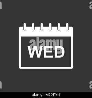 Wednesday calendar page pictogram icon. Simple flat pictogram for business, marketing, internet concept on black background. Trendy modern vector symb Stock Vector