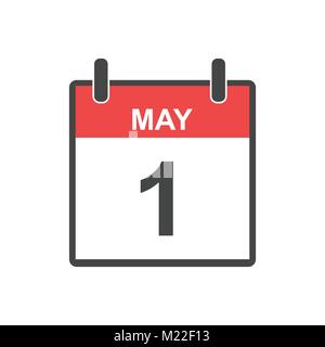 May 1 calendar icon. Labour day, Vector illustration in flat style. Stock Vector