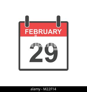 February 29 calendar icon. Leap Day, Vector illustration in flat style. Stock Vector