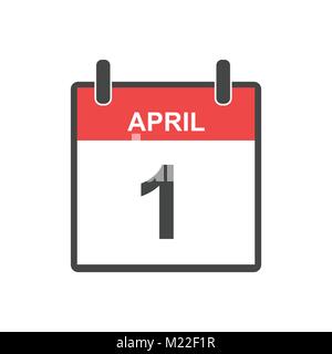 April 1 fool day calendar icon. Vector illustration in flat style. Stock Vector