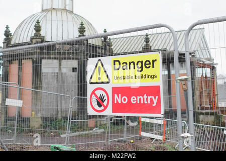 Unstable building dangerous keep out site construction building site safety Stock Photo